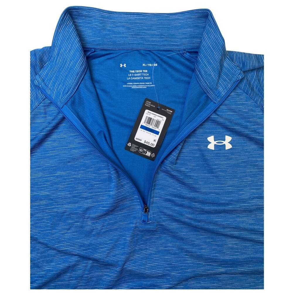 Under Armour Mens XL Tech 1/2 Zip Pullover Blue Space Dye Long Sleeve 1328495 - Picture 3 of 5